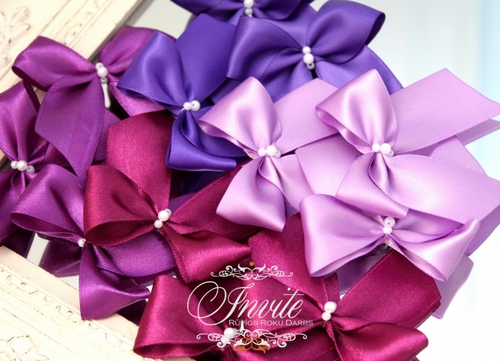 DETAILS LOVING 10PCS WIDE RIBBON BOWS WITH PEARL PURPLE SHADES